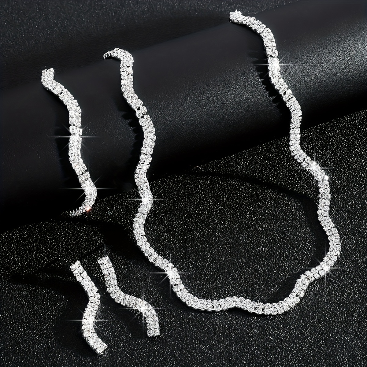 Rhinestone Wave 3-Piece Bridal Jewelry Set